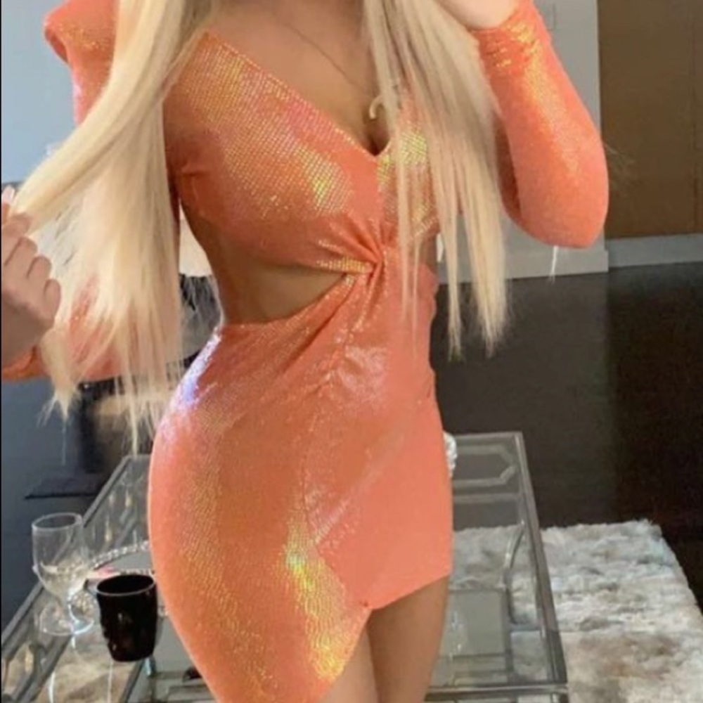 Kylie orange cut out dress